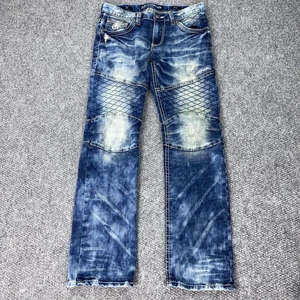 Affliction Ace Jeans Herren 32 blau Moto Biker distressed Denim Nähte gesteppt - Bild 1 von 21