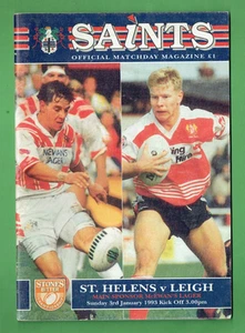#OO. ST HELENS V LEIGH RUGBY LEAGUE PROGRAM - 3rd January 1993, MISSING CENTRE - Bild 1 von 1
