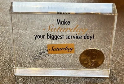 2000 P Sacagawea $1 Golden Dollar - GEM Coin Encased In Saturday Service Lucite - Image 1 of 4