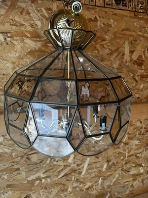 Victorian Hanging Chandelier Etched Glass. - Image 1 of 4