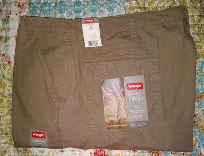 Wrangler Khaki Rip-Stop Cargo Shorts Hits at Knee Sits at Waist Men 48 x 10 NWT - Image 1 of 3