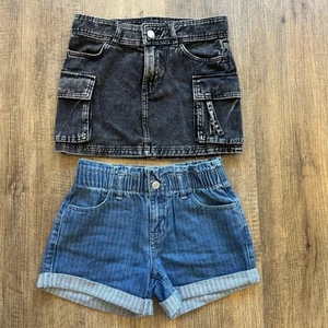 Girl's NWT Size 8 Denim Shorts & Skirt Bundle H&M Cat & Jack - Picture 1 of 7