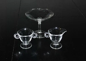 FOSTORIA GLASS CORONET CREAMER AND SUGAR CANDY COMPORT COMPOTE - Picture 1 of 1