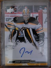 Jeremy Swayman 2022-23 Upper Deck Series 2 Snow Spray Autograph #264. SSP. Rare