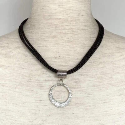 Collar colgante de cuero trenzado de 3 hilos de plata de ley Silpada N1499 17,75" Foto 1 de 4