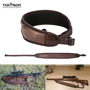 TOURBON Gewehrgurt aus weichem Breiter Neopren-Gewehrriemen PU Leder Sling Braun - Bild 1 von 9