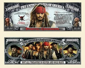 PIRATES DES CARAÏBES BILLET MILLION DOLLAR US ! JACK SPARROW JOHNNY DEPP Film - Photo 1/1