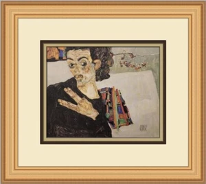 Egon Schiele Self-Portrait with Spread Fingers Custom Framed Print - Picture 1 of 2