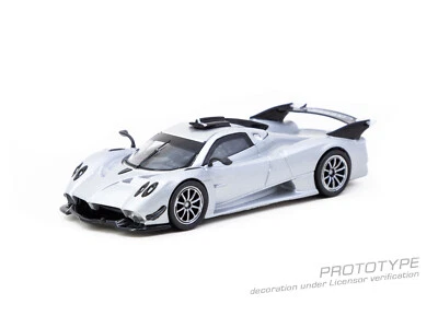 Tarmac Works 1/64 Pagani Huayra R Satin Silver Diecast Model Car - Photo 1/4