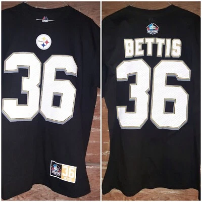 Majestic 匹兹堡钢人队黑色名人堂 Jerome Bettis NFL T 恤男式 Lg — 第 1/4 张图片