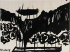 Robert B. Howard "Krajobraz" gwasz, 1955 Abstrakcyjne ekspresjonistyczne dzieło koronkowe
