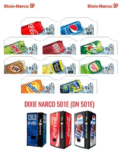 (10) Dixie Narco 501e 12 oz "CAN" Vend Labels - Flavor Strips -VARIETY PACK - Picture 1 of 12