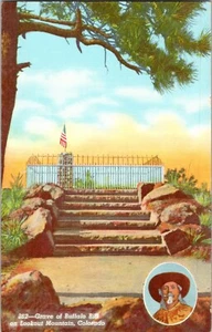 Postal Tumba de Búfalo Bill en Lookout Mountain Colorado Lino - Imagen 1 de 2
