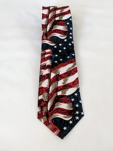 Men's American Flag Tie Red White Blue Classic Length - Picture 1 of 9