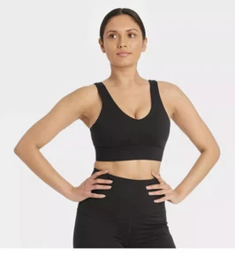 Women's Longline Twist Back Bra - All in Motion Black Size L NWT - Picture 1 of 6