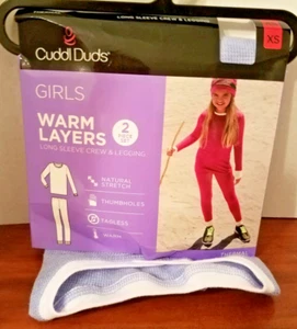 CUDDL DUDS girl's NWT sz XS (4/5) 2 piece purple thermal LS crew & legging set  - Picture 1 of 2