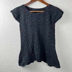 Womens Handmade Knit Gray Cable Knit Feminine Wool Blend Sweater Top M - Picture 1 of 6