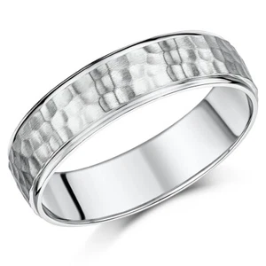6 mm 9ct Weißgold gehämmerter Designring - Bild 1 von 2