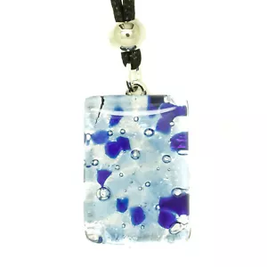 Murano Glass Pendant Silver Blue 3cm x 2cm Handmade Authentic from Venice - Picture 1 of 3