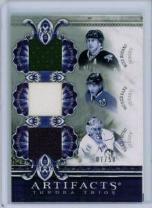 2010-11 Artifacts Tundra Trios Silver DiPietro / Modano / Kane TRIPLE JERSEY /50