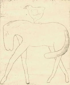 GRAPHIKER der 70er Jahre - Pferd mit Huhn - Radierung - 1970 - Bild 1 von 2