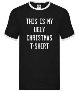 This Is My Ugly Christmas Shirt - Mens Ringer - Funny Xmas Secret Santa Festive - Picture 1 of 7