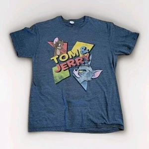 Camiseta Vintage Tom & Jerry Grande SS Gris Gildan Años 90 44" X 28" - Imagen 1 de 6