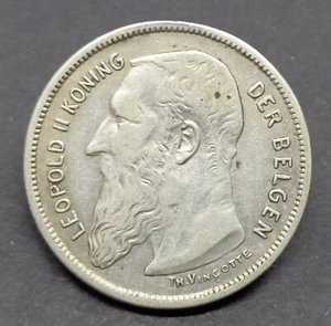 BELGIQUE 2 FRANK 1909 LEOPOLD II - Argent - Imagen 1 de 2