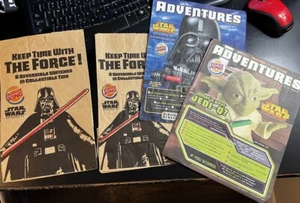 Star Wars 2005 Burger King Swag Yoda Adventures & Darth Vader plus (2) Med Bags - Picture 1 of 10