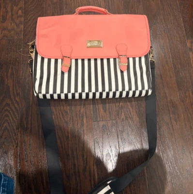 Bolso para portátil Kamlui a rayas y rosa, doble bolsillo, correa acolchada para el hombro Foto 1 de 4