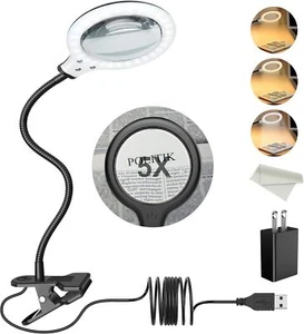 5X Magnification LED Magnifying Lamp with Clamp Smart Touch Black - Picture 1 of 7