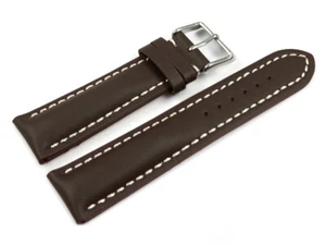 Uhrenarmband Leder stark gepolstert glatt dunkelbraun 19mm 21mm 23mm - Bild 1 von 2
