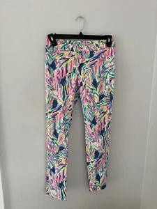 Lilly Pulitzer  Kelly Textured Ankle Length Skinny Pant Indigo Palm Reader SZ 2 - Picture 1 of 7