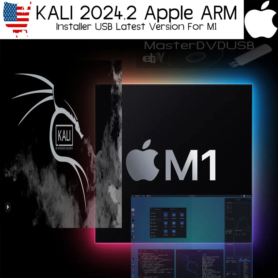 Kali Linux 2024.2 USB Installer for Apple (ARM) M1 - Dual Boot & Stable USA - Image 1 of 1