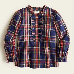 NWT CREWCUTS Girls'  ruffleneck detail top in Stewart tartan size Large - Picture 1 of 2