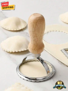 1pc Round Dumpling Mold with Wooden Handle - Dough Press Tool for Kitchen - Picture 1 of 7