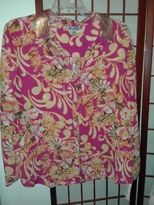  Just My Size   Paisley multicolor  Long Sleeve Blouse Top Sz.18 - Picture 1 of 5