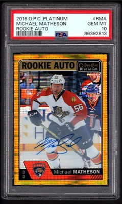 MICHAEL MATHESON 2016-17 O-Pee-Chee Platinum Seismic Gold /25 ROOKIE AUTO PSA 10 - Image 1 of 2