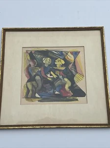 MID CENTURY CUBISM PAINTING MODERNISM CUBIST ABSTRACT PEOPLE MYSTERY ARTIST 1950 - Picture 1 of 24