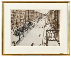 BELLE SCENE ANIMEE AVENUE DES CHAMPS-ELYSEES SIGNEE DUFFOUR 1950 (14) - Picture 1 of 6