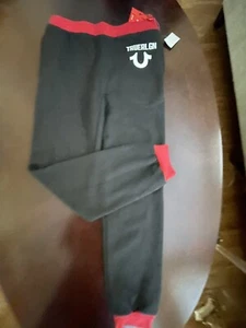 NWT Kid's True Religion Classic Logo Jogger Pant Black & Red - Picture 1 of 3