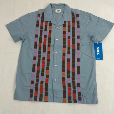 Camisa Obey Organic Jules Tejida Abotonada Para Hombres SS 181210355 Buena Gris Multi Talla S Foto 1 de 4