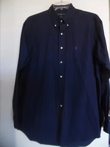 RALPH LAUREN Blake Shirt Men Sz L Button Up Navy Blue Long Sleeve - Picture 1 of 3