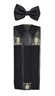 35mm Wide Mens Adjustable Braces Matching "Black" Suspender  Bow tie Set