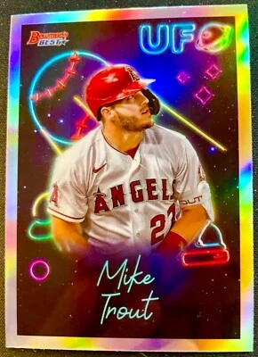 ✨2022 BOWMAN’S BEST ⚾️ MIKE TROUT (UFO🛸) REFRACTOR #UFO1 SSP MINT ANGELS - Image 1 of 4