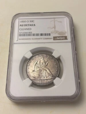 Liberty Seated Half 1850-O NGC AU detalles limpios  Foto 1 de 4