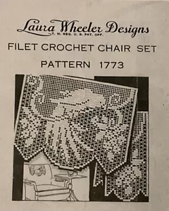 1773 Vintage Filet Parrot Bird Chair Set Pattern to Crochet (Reproduction) - Picture 1 of 3