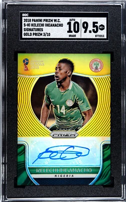 2018 Kelechi Iheanacho Panini Prizm World Cup Gold Autographed 3/10 SGC 9.5/10 - Image 1 of 3