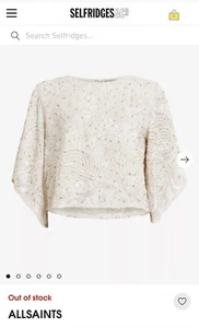 REDUCED: ALLSAINTS Ivy Sequin-Embroidery Relaxed-fit Top size 16 (RRP £199) BNWT - Picture 1 of 6