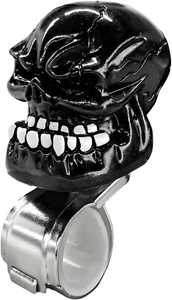 Car Steering Wheel Spinner Handle Knob Power Assist Ball Black Skull Head - Picture 1 of 9